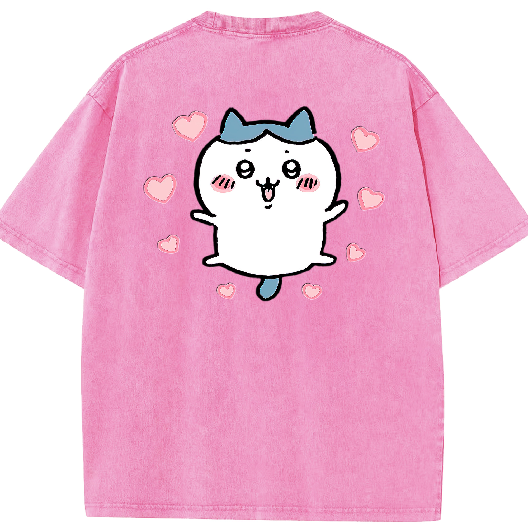 （画像用） ちいかわ ハチワレ Chii-kawa hachiware 綿100% ヴィンテージ風 半袖Tシャツ（背面プリント）